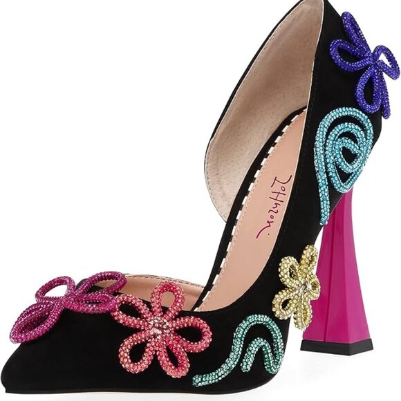Betsey Johnson Women’s Kimara Rhinestone Doodle Embellished Pumps Size 11 Black - Picture 3 of 16